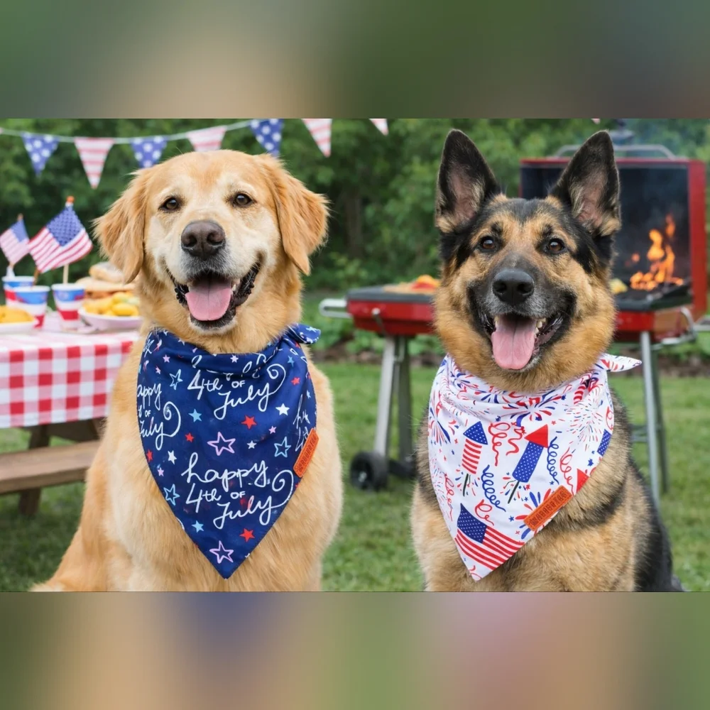 4th of July Dog Bandana – Patriotic American Flag Pet Scarf for Large pet